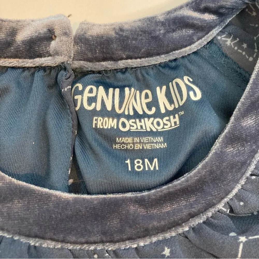 OshKosh B’Gosh Genuine Kids Blue Constellations Stars Dress Toddler 18 Months